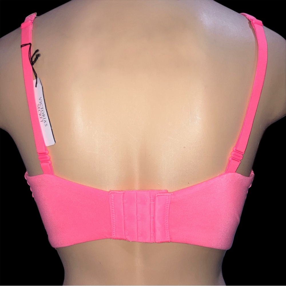 Victoria’s Secret Body Demi Lace Bustier Longline Bra Panty Set Pink Coral 34D S - Picture 5 of 11